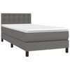 vidaXL Boxspring met matras kunstleer grijs 90x190 cm