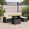vidaXL 6-delige Loungeset met kussens poly rattan acacia zwart