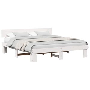 vidaXL Bedframe met hoofdeinde Wit 200 x 200 cm Massief grenenhout