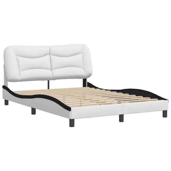 vidaXL Bedframe zonder matras "Hvar" kunstleer zwart en wit 140x200 cm