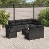 vidaXL 9-delige Loungeset met kussens poly rattan zwart
