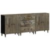 vidaXL 3-delige Dressoirs 60x33,5x75 cm massief mango lichtgrijs