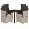 vidaXL 5-delige Tuinset met kussens poly rattan lichtgrijs