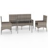 vidaXL 4-delige Loungeset met kussens poly rattan grijs