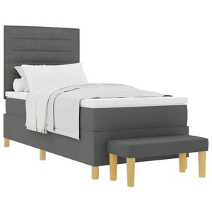 vidaXL Boxspring bed met hoofdeinde Donkergrijs 200 x 90 cm Stof