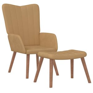 vidaXL Relaxstoel met voetenbank fluweel bruin