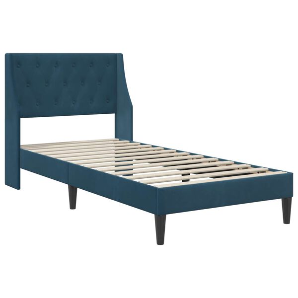 vidaXL Bedframe met matras met matras Blauw 80 x 200 cm Fluweel