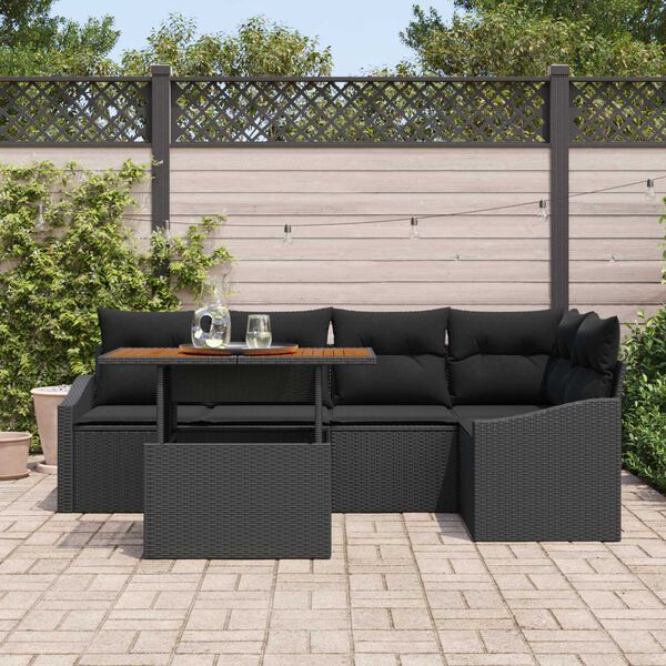 vidaXL Tuin Sofa Set met opslag 6 pcs Zwart Poly riet
