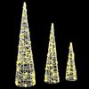 vidaXL Kerstboom met 90 LED 3 pcs Warmwit 20 x 20 x 80 cm Acryl