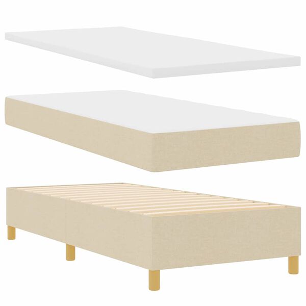vidaXL Boxspring bed met matras met hoofdeinde Cr&egrave;me 90 x 190 cm Stof