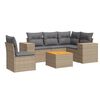 vidaXL 6-delige Loungeset met kussens poly rattan beige