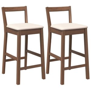 vidaXL Barkrukken met kussens 2 stuks Bruin massief hout rubber