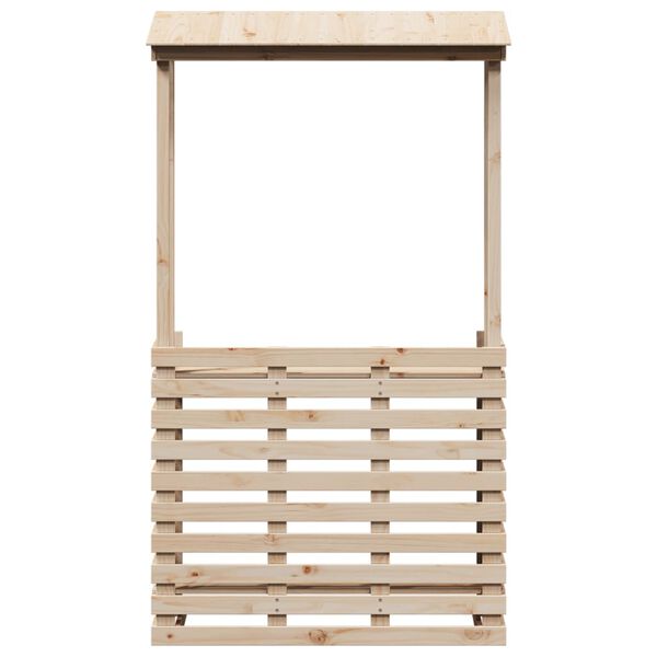 vidaXL Tuinbartafel met dak 112,5x57x195,5 cm massief hout