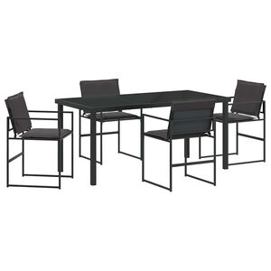vidaXL Tuin eettafelset 5 pcs Zwart 160 x 80 x 73 cm