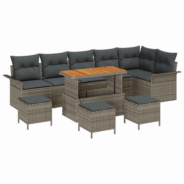 vidaXL Tuin Sofa Set met kussen met opslag met kussen 10 pcs Grijs