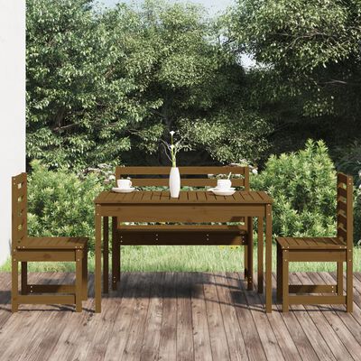 vidaXL 4-delige Tuinset massief grenenhout honingbruin