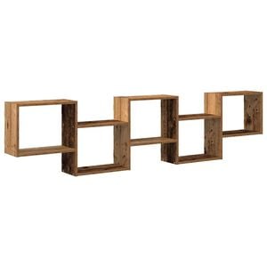 vidaXL Wandschap kubus 5 vakken bewerkt hout oud houtkleurig