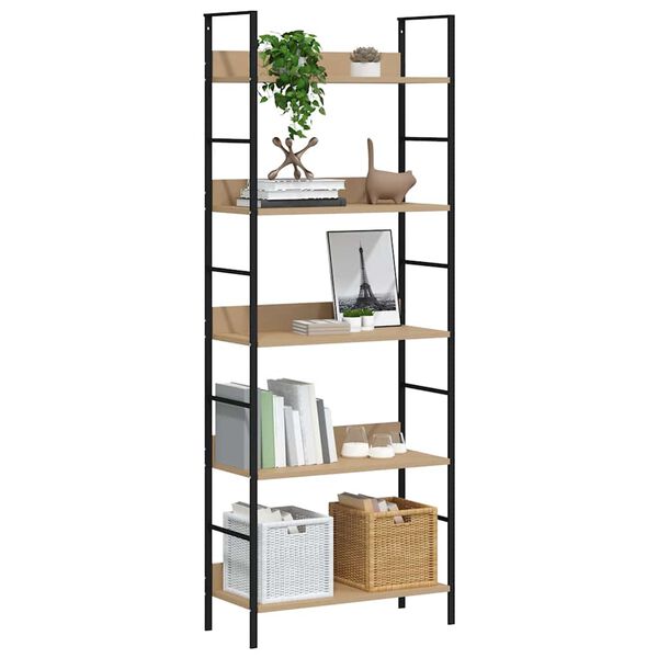 vidaXL Boekenkast 5 schappen 60x27,6x158,5 cm bewerkt hout eikenkleur
