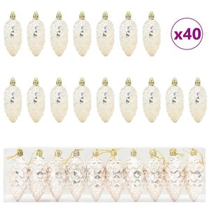 vidaXL Kerstdennenappeltje 40 st champagne 4 x 9 cm Kunststof
