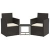 vidaXL 3-delige Loungeset met kussens poly rattan zwart