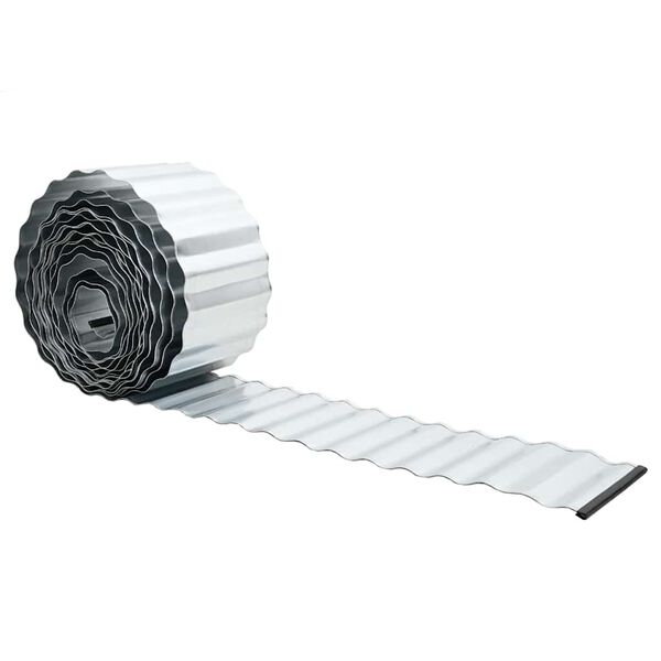 vidaxl Gras Rand Zilver 1000 x 15 x 0.03 cm Gegalvaniseerd staal