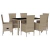 vidaXL 7-delige Tuinset met kussens poly rattan beige