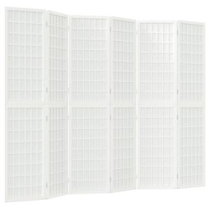 vidaXL Kamerscherm inklapbaar 6 panelen Japanse stijl 240x170 cm wit
