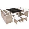 vidaXL 11-delige Tuinset met kussens poly rattan beige