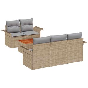 vidaXL Tuinbankenset met kussen 6 pcs Beige poly rattan