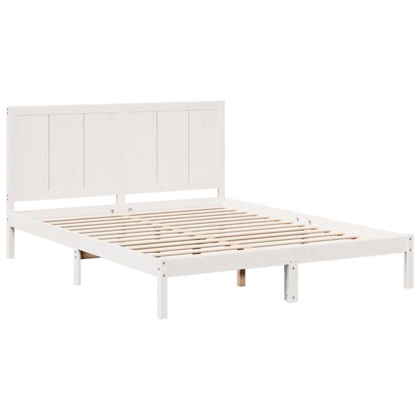 vidaXL Bedframe extra lang zonder matras massief hout wit 180x220 cm