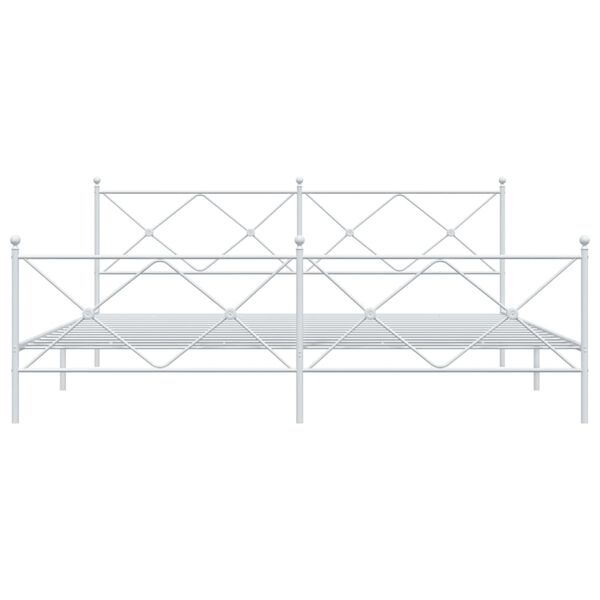 vidaXL Bedframe met hoofd- en voeteneinde metaal wit 193x203 cm