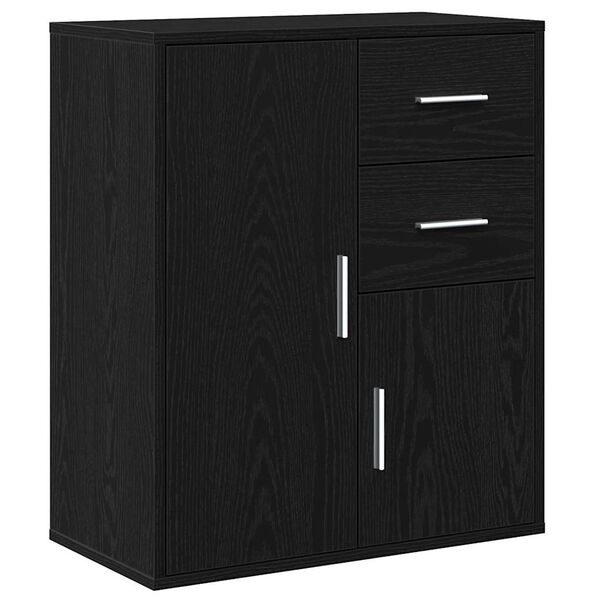 vidaXL Dressoir met lade Zwart Eiken 60 x 31 x 70 cm Bewerkt hout