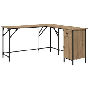 vidaXL Bureau Artisan Eiken 141 x 141 x 75 cm Bewerkt hout