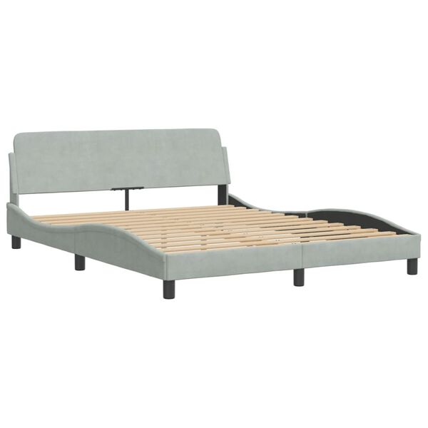 vidaXL Bedframe "Dover" 160x200 cm fluweel lichtgrijs