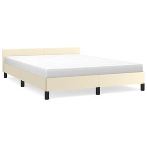 vidaXL Bedframe met hoofdeinde zonder matras 140x200 cm cr&egrave;mekleurig