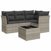 vidaXL 5-delige Loungeset met kussens poly rattan lichtgrijs