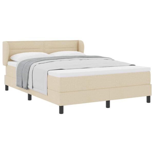 vidaXL Boxspringbed met matras met hoofdeinde Cr&egrave;me 160 x 200 cm Stof