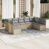 vidaXL 9-delige Loungeset met kussens poly rattan beige