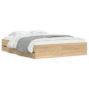 vidaXL Bedframe met lades bewerkt hout sonoma eikenkleurig 140x190 cm