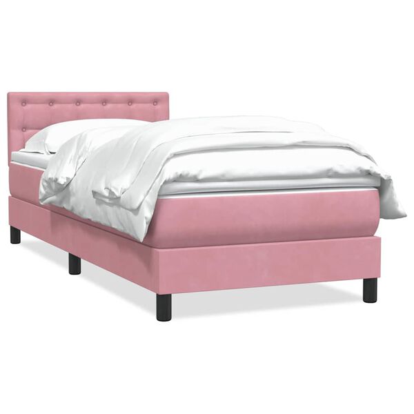 vidaXL Boxspring met matras fluweel roze 80x210 cm