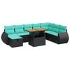 vidaXL 9-delige Loungeset met kussens poly rattan acacia bruin
