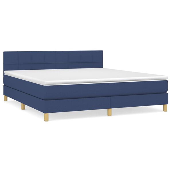 vidaXL Boxspring met matras stof blauw 180x200 cm