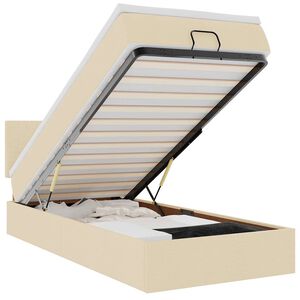 vidaXL Bed met matras 100x200 cm stof cr&egrave;mekleurig