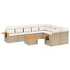 vidaXL 10-delige Loungeset met kussens poly rattan beige
