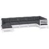 vidaXL 7-delige Loungeset met kussens massief grenenhout wit