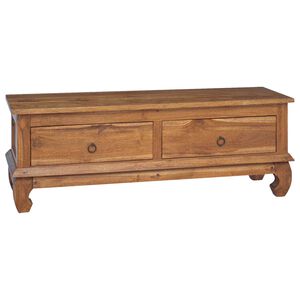 vidaXL TV-standaard met lade Naturel 110 x 35 x 40 cm Massief Teakhout