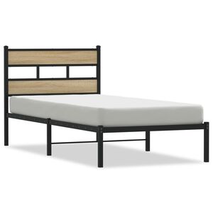 vidaXL Bedframe zonder matras metaal sonoma eikenkleurig 90x200 cm