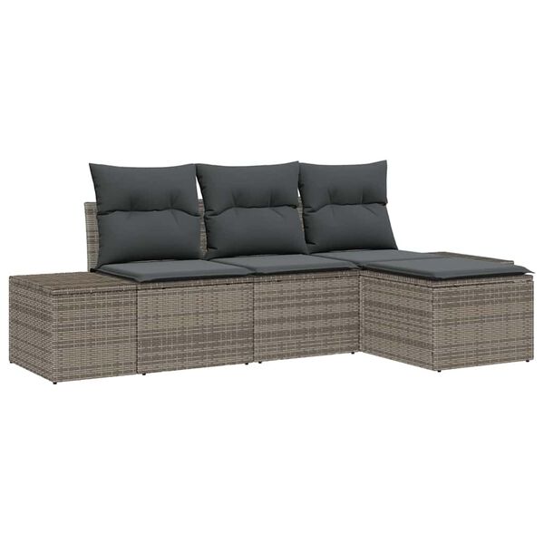vidaXL Tuin Sofa Set 4 pcs Grijs Poly riet