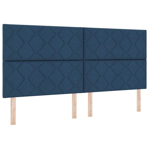 vidaXL Boxspringbed met matras met hoofdeinde Blauw 200 x 200 cm Stof