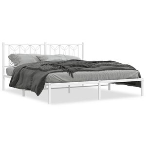 vidaXL Bedframe met hoofdbord metaal wit 183x213 cm